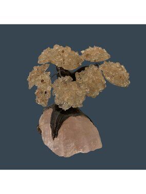 Rose Quartz Crystal Bonsai Tree Sculpture